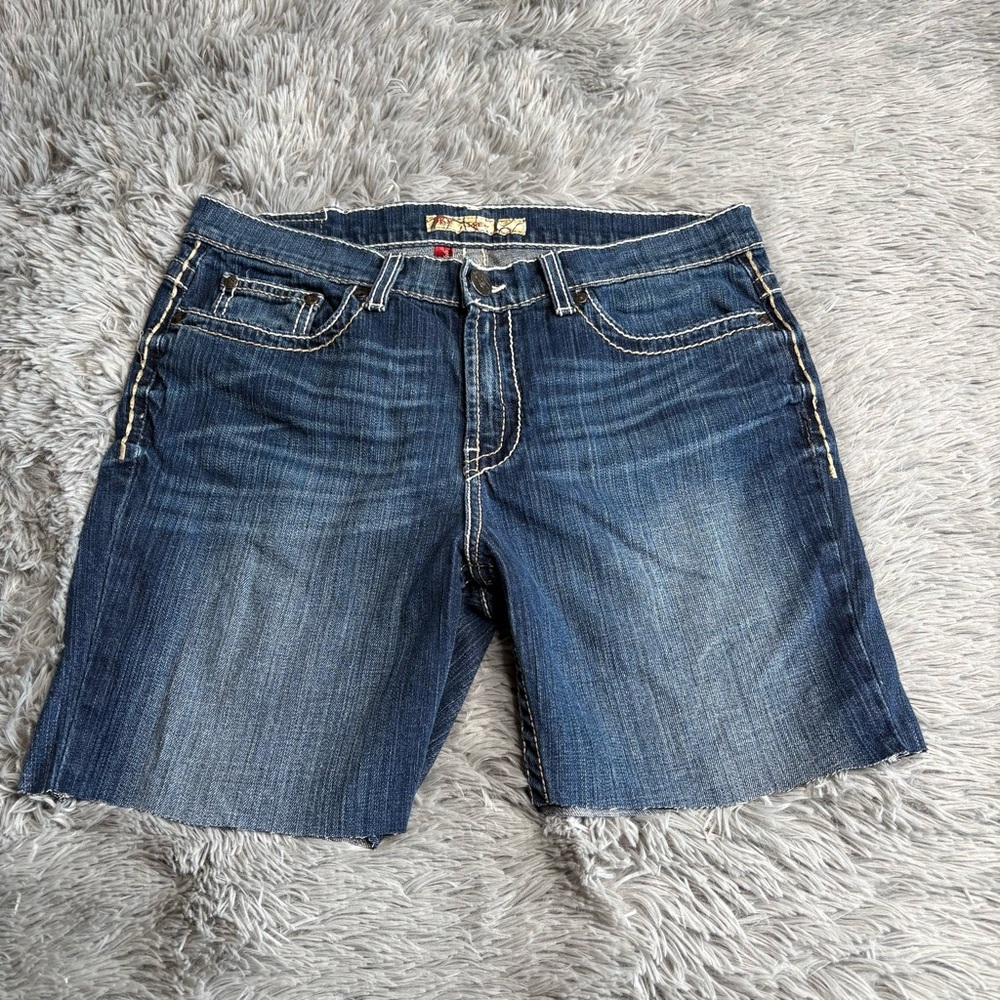 BKE Buckle Drew Shorts Womens 31 Blue Denim Whiskered Cut Offs